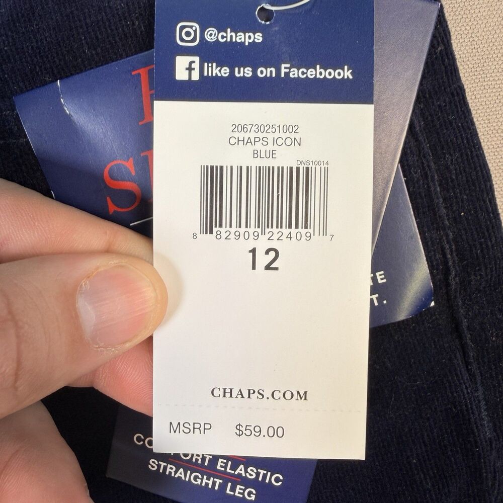 NWT CHAPS Womens Corduroy Pants Size 12 x33 Long Blue Mid Rise Straight Slimming - Picture 4 of 16